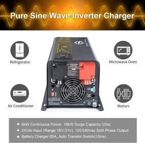 img 3 attached to 🔌 6000W Sigineer Power Inverter Charger | 24V DC to 120V 240V AC Pure Sine Wave Inverter | Split Phase | Low Frequency | 18000W Surge | Ideal for RV, Home, Off Grid Solar System