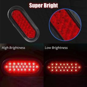 img 3 attached to 🚤 LiLoom 2 Pcs 6&quot; Oval Red 24 LED Trailer Lights: Super Bright Stop Tail Turn Signal Lights for Boat Trailer Camper Truck RV Jeep, DOT Certified