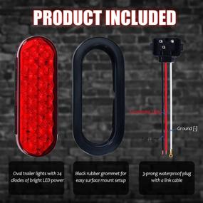 img 1 attached to 🚤 LiLoom 2 Pcs 6&quot; Oval Red 24 LED Trailer Lights: Super Bright Stop Tail Turn Signal Lights for Boat Trailer Camper Truck RV Jeep, DOT Certified