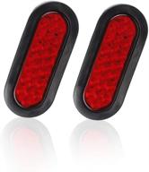 🚤 liloom 2 pcs 6&quot; oval red 24 led trailer lights: super bright stop tail turn signal lights for boat trailer camper truck rv jeep, dot certified logo