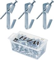 🖼️ picture hangers (50 pack - 50 lbs), fuzan heavy duty picture hooks with nails - professional hanging kit for wooden/drywall - ideal for canvas, office pictures, clocks, house decor logo