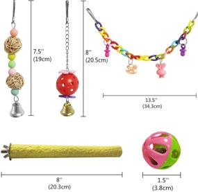 img 1 attached to 🦜 E-KOMG 13-Pack Bird Swing Toys, Parrot Chewing Hanging Perches with Bell, Pet Bird Cage Toys Ideal for Small Parakeets, Love Birds, Cockatiels, Macaws, Finches