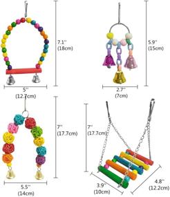 img 2 attached to 🦜 E-KOMG 13-Pack Bird Swing Toys, Parrot Chewing Hanging Perches with Bell, Pet Bird Cage Toys Ideal for Small Parakeets, Love Birds, Cockatiels, Macaws, Finches