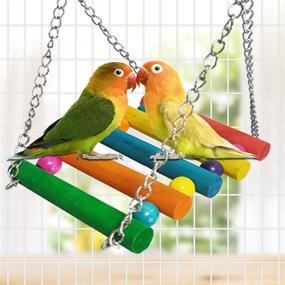 img 3 attached to 🦜 E-KOMG 13-Pack Bird Swing Toys, Parrot Chewing Hanging Perches with Bell, Pet Bird Cage Toys Ideal for Small Parakeets, Love Birds, Cockatiels, Macaws, Finches