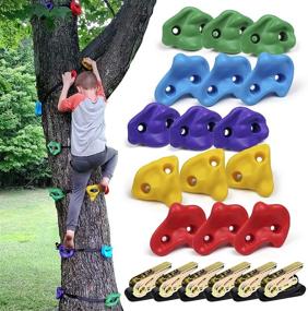 img 4 attached to 🌳 SSBRIGHT Tree Climbers: Enhance Kids' Outdoor Play with Set of 15 Climbing Holds/Steps & 6 Ratchet Straps