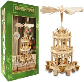 img 4 attached to 🕯️ Authentic German Christmas Decoration Pyramid with Nativity Scene and 6 Candle Holders – 18 Inches Holiday Nativity Carousel with German Design