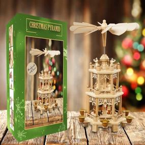 img 3 attached to 🕯️ Authentic German Christmas Decoration Pyramid with Nativity Scene and 6 Candle Holders – 18 Inches Holiday Nativity Carousel with German Design