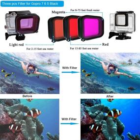 img 3 attached to 📷 Husiway 68-in-1 GoPro Hero 7 6 5 Black Accessory Kit: Action Camera Filter Frame, Waterproof Housing Case Bundle 60A for Improved SEO