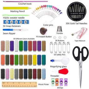 img 3 attached to 🧵 Craftsboys Sewing Kits: Complete 139pcs Tool Kit with PU Case, 30 Spools of Thread, 20 Quality Sewing Pins, Wood Ruler, Buttons – Ideal for Home, Travel, Emergency Use (Large)