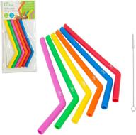 🥤 set of 6 bpa free silicone straws with cleaning brush - large size reusable straws, foldable and kid-friendly for drinking logo