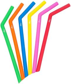 img 3 attached to 🥤 Set of 6 BPA Free Silicone Straws with Cleaning Brush - Large Size Reusable Straws, Foldable and Kid-Friendly for Drinking