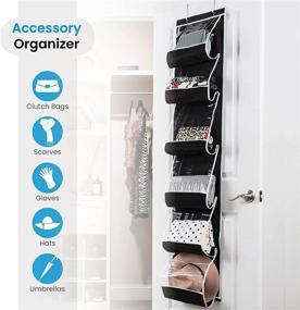 img 1 attached to 👜 ZOBER Over The Door Purse Organizer: 6-Pocket Storage Solution with Easy Access and Metal Hooks