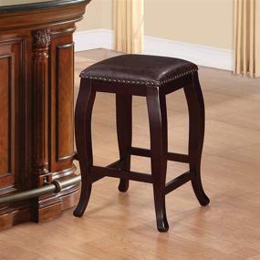 img 2 attached to 🪑 Brown Linon San Francisco Square Top Counter Stool: Stylish and Functional Seating Solution