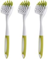 🧼 3pcs stiff bristle scrub brush set for kitchen sink, dish, pot, and pan - yellow-green logo