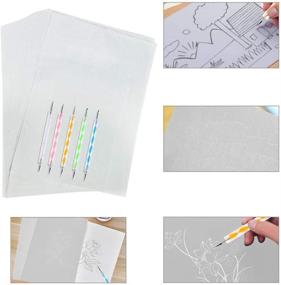 img 3 attached to ✏️ 100 Sheets Carbon Transfer Paper Tracing Paper Kit for DIY Art: Copy, Emboss & Trace on Canvas, Paper, Wood - Includes 5pcs Embossing Stylus - 8.3 x 11.7 inch