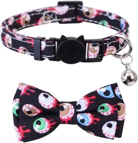 img 2 attached to 🐾 Halloween Cat Collar Breakaway Set: Lamphyface 2 Pack with Cute Bow Tie and Bell - Adjustable Safety for Your Kitty