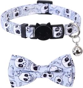 img 3 attached to 🐾 Halloween Cat Collar Breakaway Set: Lamphyface 2 Pack with Cute Bow Tie and Bell - Adjustable Safety for Your Kitty