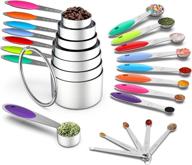 🥄 wildone stainless steel measuring cups & spoons set - 21 pieces with colored silicone handle for dry and liquid ingredient measurement logo