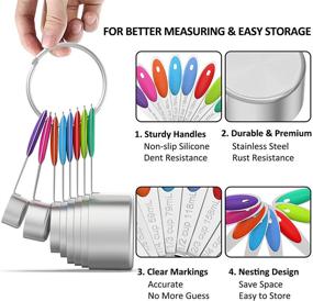 img 2 attached to 🥄 Wildone Stainless Steel Measuring Cups & Spoons Set - 21 Pieces with Colored Silicone Handle for Dry and Liquid Ingredient Measurement