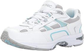 img 4 attached to 👟 Vionic Women's Walker Classic Walking Shoes: White and Blue Leather, Orthotic Arch Support, Size 8.5 Wide US