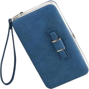 img 3 attached to Leather Wristlet Clutch Handbag & Wallet Set for Women's Evening Events