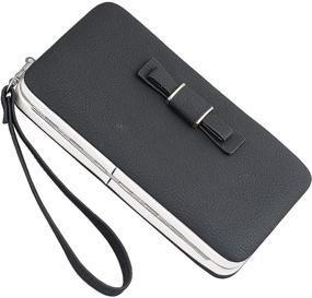 img 1 attached to Leather Wristlet Clutch Handbag & Wallet Set for Women's Evening Events