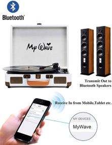 img 3 attached to 🎵 Беспроводной проигрыватель виниловых дисков, портативный плеер MyWave Bluetooth с встроенными стерео колонками, 3-скорости, запись винила в MP3, передача по Bluetooth и прием сигнала, вход AUX, выход RCA, наушники (белый-2)