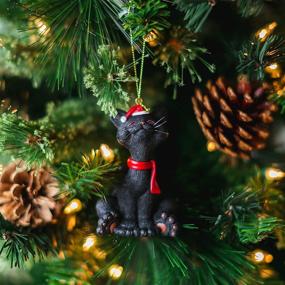 img 2 attached to 🐱 JFSM INC. Whimsical Black Cat Christmas Ornament Figurine - Holiday Collectible from the Happy Cat Collection - Gift for Cat Lovers, Women, Men - Cat Christmas Decorations