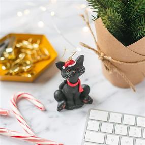 img 3 attached to 🐱 JFSM INC. Whimsical Black Cat Christmas Ornament Figurine - Holiday Collectible from the Happy Cat Collection - Gift for Cat Lovers, Women, Men - Cat Christmas Decorations