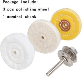 img 3 attached to 🔸 High-Quality Buffing Polishing Wheel Set - 3" Cloth Medium Yellow, Fine White, Soft Flannel - 3/8" Arbor Hole, 1/4" Mandrel for Drill - S/4