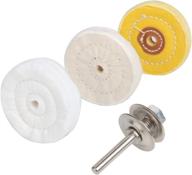 🔸 high-quality buffing polishing wheel set - 3" cloth medium yellow, fine white, soft flannel - 3/8" arbor hole, 1/4" mandrel for drill - s/4 logo