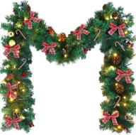 🎄 9ft pre-lit christmas garland with lights - decorate your mantle with pinecones, berries, bows, and 45 led timer xmas garlands - indoor/outdoor christmas decorations and party essential logo