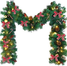 img 4 attached to 🎄 9FT Pre-lit Christmas Garland with Lights - Decorate Your Mantle with Pinecones, Berries, Bows, and 45 LED Timer Xmas Garlands - Indoor/Outdoor Christmas Decorations and Party Essential