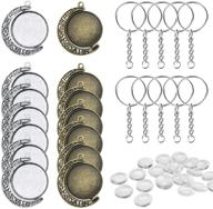 🌙 25mm pendant trays kit: 12 pcs double-sided moon rotation round blank bezel pendant trays, 20 pcs clear glass dome tiles cameo with 10 pcs pendant buckle - ideal for diy crafts logo