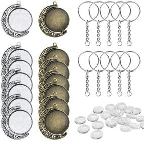 img 4 attached to 🌙 25mm Pendant Trays Kit: 12 PCS Double-Sided Moon Rotation Round Blank Bezel Pendant Trays, 20 PCS Clear Glass Dome Tiles Cameo with 10 PCS Pendant Buckle - Ideal for DIY Crafts