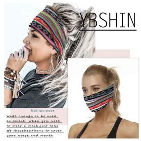 img 1 attached to 🌺 YBSHIN Boho Wide Headbands Leopard Head Scarfs Knoted Turban Yoga Sweatbands Hair Wears Elastic Floral Printed Stretch Twist Head Wraps Stripe Cloth Hair Bands for Women and Girls 3Pcs (A): Stylish and Versatile Headwear for Women and Girls