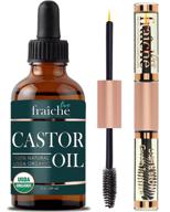 🌱 live fraiche usda certified organic castor oil (2oz) + filled mascara tube: 100% pure, cold pressed, hexane free. stimulate growth for eyelashes, eyebrows, hair - lash growth serum and brow treatment. logo