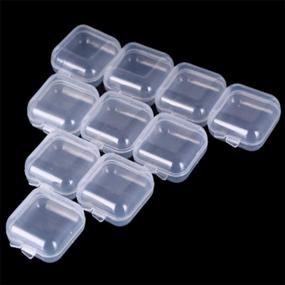img 1 attached to 💍 Прозрачная пластиковая коробка для ювелирных изделий Gofypel: мини-квадратные контейнеры для мелких бусин, элементов ювелирного дела, берушей - 50 шт.
