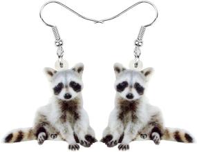 img 4 attached to 🦝 NEWEI Acrylic Raccoon Ringtail Earrings - Sweet and Trendy Animal Jewelry for Women and Girls