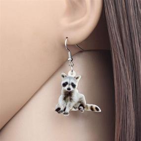 img 3 attached to 🦝 NEWEI Acrylic Raccoon Ringtail Earrings - Sweet and Trendy Animal Jewelry for Women and Girls