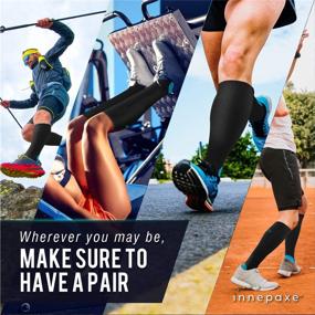 img 1 attached to 🧦 Innepaxe Black/Sky Blue Compression Socks for Women and Men - 20-30 mmHg – Medical, Travel, Hiking, Running, Fitness, Pregnancy, Recovery, and Athletic Socks with Classic Design