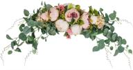 🌸 hiiarug artificial peony flower swag - stunning pink decorative swag for home, garden, and events: 31 inches of fake peonies, hydrangeas, and eucalyptus leaves логотип