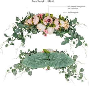 img 2 attached to 🌸 HiiARug Artificial Peony Flower Swag - Stunning Pink Decorative Swag for Home, Garden, and Events: 31 inches of Fake Peonies, Hydrangeas, and Eucalyptus Leaves