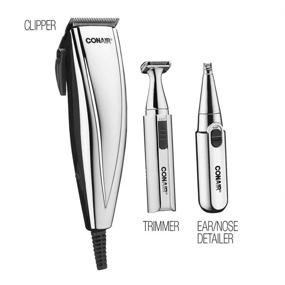img 3 attached to 💇 ConairMAN 3-in-1 Chrome Hair Clipper Set: 25-piece with Battery-Operated Detail Trimmer, Ear and Nose Hair Trimmer
