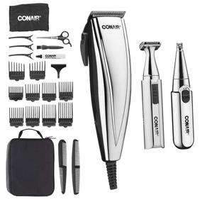 img 4 attached to 💇 ConairMAN 3-in-1 Chrome Hair Clipper Set: 25-piece with Battery-Operated Detail Trimmer, Ear and Nose Hair Trimmer