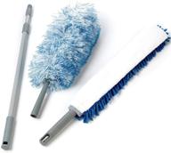 🧹 o-cedar dual-action microfiber set with telescopic adjustable handle (24-49"), includes microfiber & chenille duster heads, 3 piece, white/blue logo