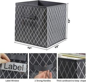 img 3 attached to 📦 VERONLY Cube Storage Bins 13x13 - Large Foldable Toy Boxes Baskets Container Organizer - Grey (Pack of 6) - Label Window, Durable Handles - Perfect for Pantry, Shelf, Nursery, Playroom, Closet, Office