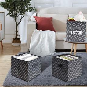 img 2 attached to 📦 VERONLY Cube Storage Bins 13x13 - Large Foldable Toy Boxes Baskets Container Organizer - Grey (Pack of 6) - Label Window, Durable Handles - Perfect for Pantry, Shelf, Nursery, Playroom, Closet, Office