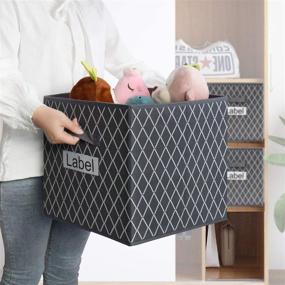 img 1 attached to 📦 VERONLY Cube Storage Bins 13x13 - Large Foldable Toy Boxes Baskets Container Organizer - Grey (Pack of 6) - Label Window, Durable Handles - Perfect for Pantry, Shelf, Nursery, Playroom, Closet, Office