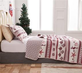 img 1 attached to Christmas Reindeer Reversible Bedspread Snowflake Bedding